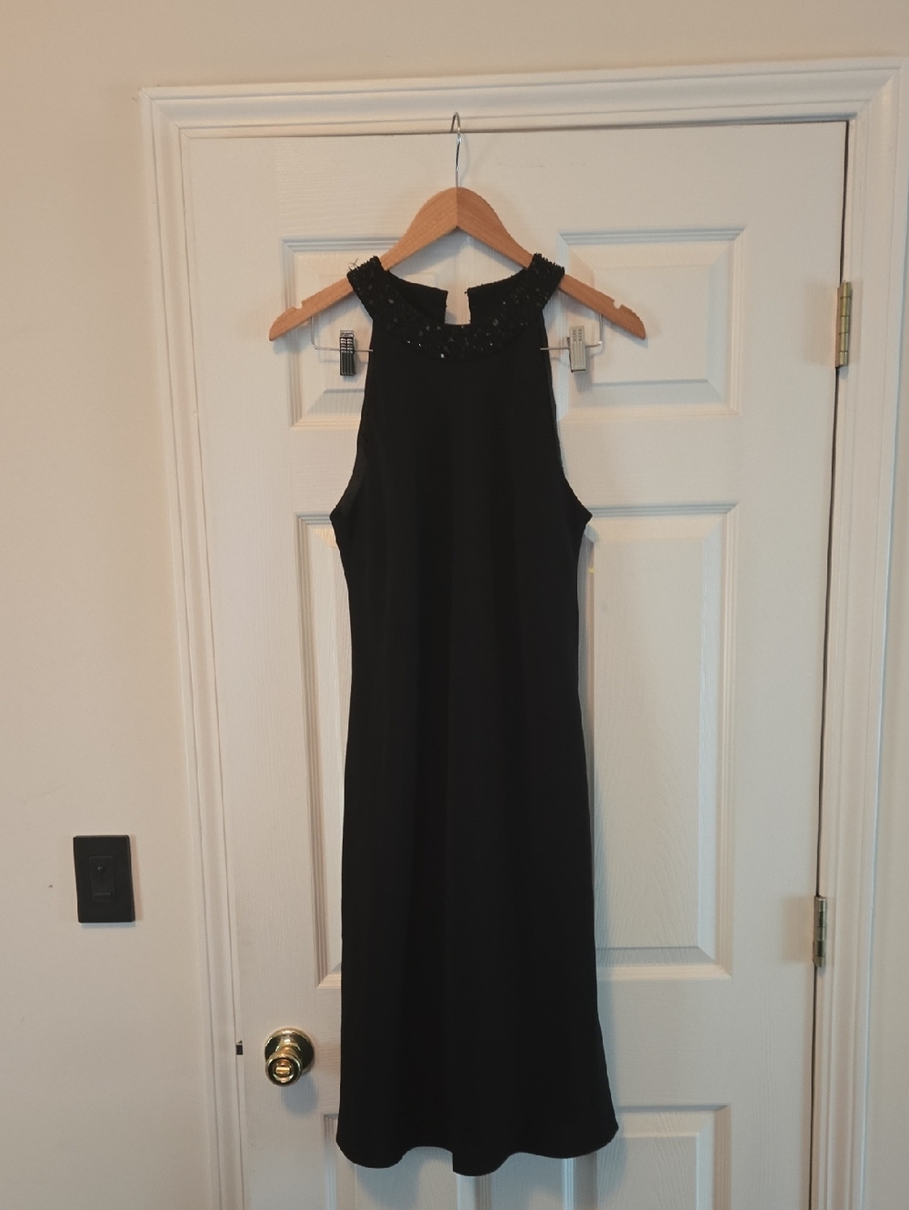 Jones New York Black Beaded Halter Midi Dress